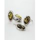 Classy Silver Ring With Green Amber The Elegy, Ring Size: 8.5 / 18.5, image , picture 5