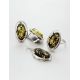 Classy Silver Ring With Green Amber The Elegy, Ring Size: 12 / 21.5, image , picture 5
