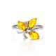 Cognac Amber Ring In Sterling Silver With Crystals The Verbena, Ring Size: 6 / 16.5, image , picture 2