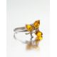 Cognac Amber Ring In Sterling Silver With Crystals The Verbena, Ring Size: 12 / 21.5, image , picture 3