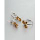 Cognac Amber Earrings In Sterling Silver With Crystals The Verbena, image , picture 4