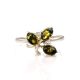 Cute Sterling Silver Ring With Green Amber And Crystals The Verbena, Ring Size: 9.5 / 19.5, image , picture 3