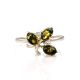 Cute Sterling Silver Ring With Green Amber And Crystals The Verbena, Ring Size: 12 / 21.5, image , picture 3