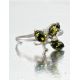 Cute Sterling Silver Ring With Green Amber And Crystals The Verbena, Ring Size: 5 / 15.5, image , picture 2