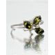 Cute Sterling Silver Ring With Green Amber And Crystals The Verbena, Ring Size: 12 / 21.5, image , picture 2