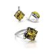 Square Cut Amber Ring In Sterling Silver The Astoria, Ring Size: 6.5 / 17, image , picture 5