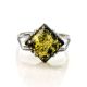 Square Cut Amber Ring In Sterling Silver The Astoria, Ring Size: 8.5 / 18.5, image , picture 3