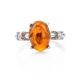 Classy Silver Ring With Cognac Amber And Crystals The Nostalgia, Ring Size: 5 / 15.5, image , picture 3