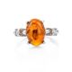Classy Silver Ring With Cognac Amber And Crystals The Nostalgia, Ring Size: 11.5 / 21, image , picture 3