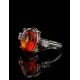 Classy Silver Ring With Cognac Amber And Crystals The Nostalgia, Ring Size: 9 / 19, image , picture 4