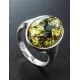 Green Amber Ring In Sterling Silver The Goji, Ring Size: 12 / 21.5, image , picture 2