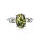 Sterling Silver Ring With Green Amber And Crystals The Nostalgia, Ring Size: 13 / 22, image , picture 3