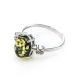 Sterling Silver Ring With Green Amber And Crystals The Nostalgia, Ring Size: 12 / 21.5, image , picture 5