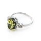 Sterling Silver Ring With Green Amber And Crystals The Nostalgia, Ring Size: 11.5 / 21, image , picture 5