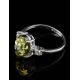 Sterling Silver Ring With Green Amber And Crystals The Nostalgia, Ring Size: 11.5 / 21, image , picture 4