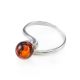 Cute Silver Ring With Cognac Amber And Crystals The Themis, Ring Size: 13 / 22, image , picture 4