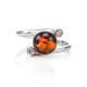 Cute Silver Ring With Cognac Amber And Crystals The Themis, Ring Size: 13 / 22, image , picture 3