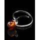 Cute Silver Ring With Cognac Amber And Crystals The Themis, Ring Size: 13 / 22, image , picture 2