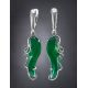 Silver Drop Earrings With Green Synthetic Onyx The Serenade, image , picture 2