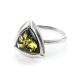 Triangle Silver Ring With Green Amber The Mistral, Ring Size: 10 / 20, image , picture 4