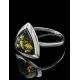 Triangle Silver Ring With Green Amber The Mistral, Ring Size: 11.5 / 21, image , picture 3