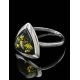 Triangle Silver Ring With Green Amber The Mistral, Ring Size: 13 / 22, image , picture 3