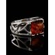 Sterling Silver Ring With Cognac Amber The Artemis, Ring Size: 13 / 22, image , picture 5
