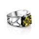 Sterling Silver Ring With Bright Green Amber The Artemis, Ring Size: 4 / 15, image , picture 4