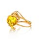 Gold-Plated Ring With Lemon Amber The Flamenco, Ring Size: Adjustable, image , picture 6