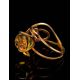 Gold-Plated Ring With Lemon Amber The Flamenco, Ring Size: Adjustable, image , picture 7