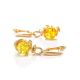 Drop Gold-Plated Earrings With Lemon Amber The Flamenco, image , picture 4