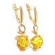 Drop Gold-Plated Earrings With Lemon Amber The Flamenco, image , picture 3