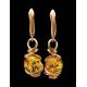 Drop Gold-Plated Earrings With Lemon Amber The Flamenco, image , picture 5