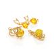 Drop Gold-Plated Earrings With Lemon Amber The Flamenco, image , picture 6