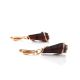 Drop Gold-Plated Earrings With Cherry Amber The Flamenco, image , picture 3