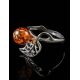 Sterling Silver Ring With Cognac Amber The Florina, Ring Size: 12 / 21.5, image , picture 4