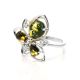 Sterling Silver Ring With Green Amber And Crystals The Edelweiss, Ring Size: 12 / 21.5, image , picture 4