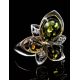Sterling Silver Ring With Green Amber And Crystals The Edelweiss, Ring Size: 12 / 21.5, image , picture 5