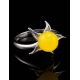 Cute Silver Ring With Honey Amber The Persimmon, Ring Size: 11.5 / 21, image , picture 3