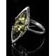 Sterling Silver Ring With Green Amber The Ballade, Ring Size: 11 / 20.5, image , picture 2