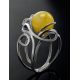 Round Cut Amber Ring In Sterling Silver The Flamenco, Ring Size: Adjustable, image , picture 2