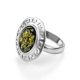 Adjustable Silver Ring With Green Amber The Ellas, Ring Size: Adjustable, image , picture 3