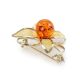 Gold Plated Brooch With Cognac Amber The Beoluna, image , picture 4