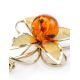 Gold Plated Brooch With Cognac Amber The Beoluna, image , picture 2