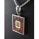 Square Amber Pendant In Sterling Silver The London, image , picture 2