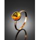 Round Amber Golden Ring With Inclusion The Clio, Ring Size: 7 / 17.5, image , picture 3