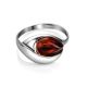 Sterling Silver Ring With Cognac Amber The Peony, Ring Size: 5.5 / 16, image , picture 5