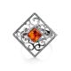 Square Sterling Silver Ring With Cognac Amber The Arabesque, Ring Size: 11.5 / 21, image , picture 3