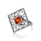Square Sterling Silver Ring With Cognac Amber The Arabesque, Ring Size: 6 / 16.5, image , picture 5