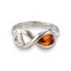Sterling Silver Ring With Cognac Amber The Amour, Ring Size: 4 / 15, image , picture 3